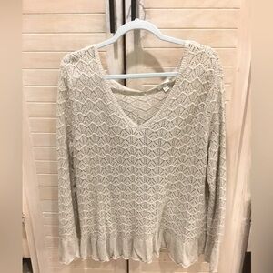 J.Jill pointelle knit cotton pullover